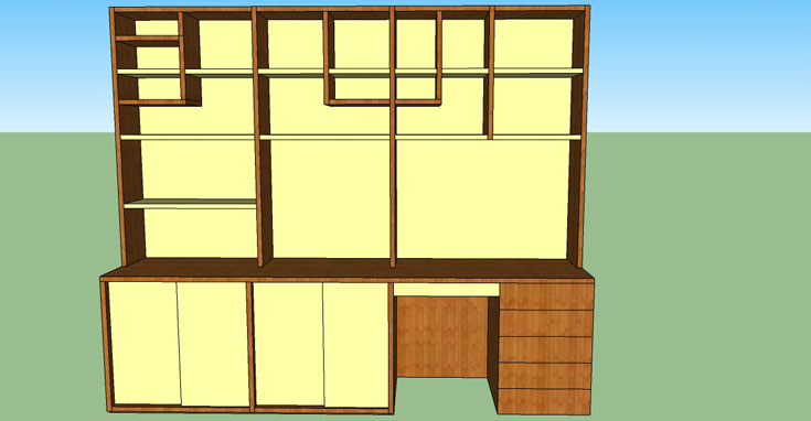 Librería con escritorio integrado